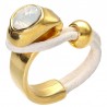Anillo de Cuero con Cristal Blanco