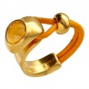 Anillo de Cuero con Cristal Naranja