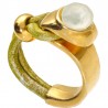 Anillo de Cuero con Cristal Verde