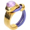 Anillo de Cuero con Cristal Violeta
