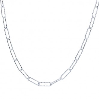 Collar Plata de Ley Cadena Ovalos Diamantados
