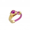 Anillo de Cuero con Cristal Fucsia
