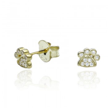 Pendientes Plata de Ley Huella Chapado Oro 18k