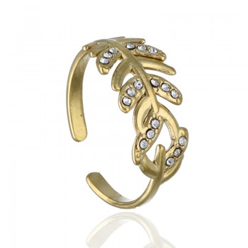 Anillo de Acero Laurel - Acero Chapado Oro 14k - Las Joyas de Amanda