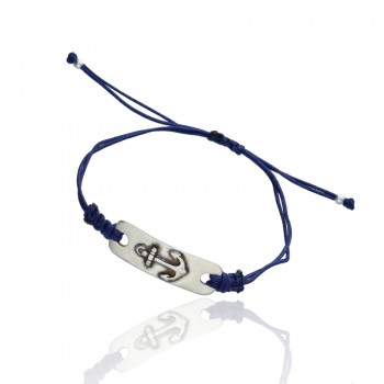 Pulsera Hilo Seda Ancla Azul Marino - Hecho a Mano - Las Joyas de Amanda