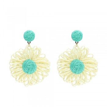Pendientes Flor de Esparto Marfil y Naranja - Las Joyas de Amanda