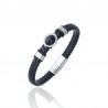Pulsera de Cuero Trenzado Negro con Onix - Las Joyas de Amanda