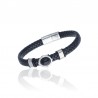 Pulsera de Cuero Trenzado Negro con Onix - Las Joyas de Amanda