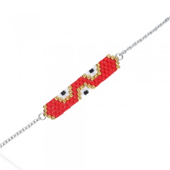 Pulsera de Acero con Adorno Miyuki Roja