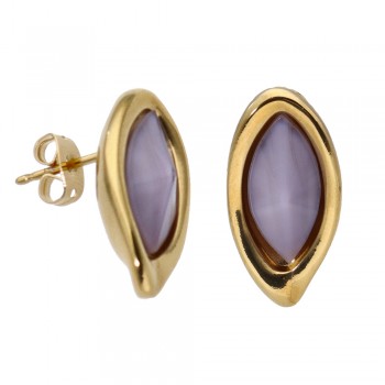 Pendientes Muriela Chapados en Oro 24k con Cristal Murano Morado