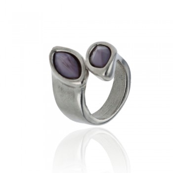 Anillo Doble Navette Morada