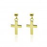 Pendientes Plata de Ley Cruz Colgante Chapado Oro 18k