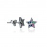 Pendientes Plata de Ley Estrella Brillante Multicolor