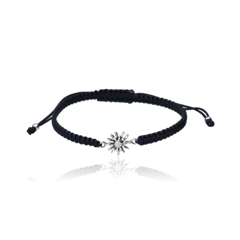 Pulsera Hilo Seda con Eguzkilore Pequeño de Plata de Ley