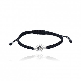 Pulsera Hilo Seda con Eguzkilore Pequeño de Plata de Ley