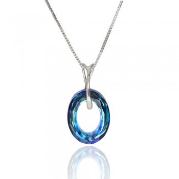 Collar Plata de Ley Cosmic Oval Swarovski Bermuda Blue