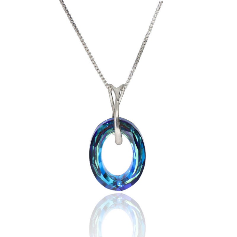 Collar Plata de Ley Cosmic Oval Swarovski Bermuda Blue