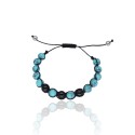 Pulsera Ajustable Hilo Seda con Ónix y Turquesa