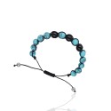 Pulsera Ajustable Hilo Seda con Ónix y Turquesa