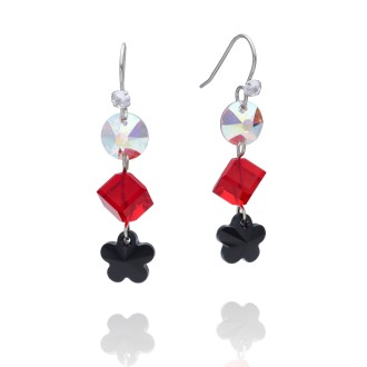 Pendientes Plata de Ley Black Flower Light Siam