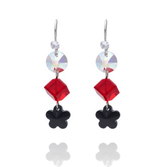 Pendientes Plata de Ley Black Flower Light Siam