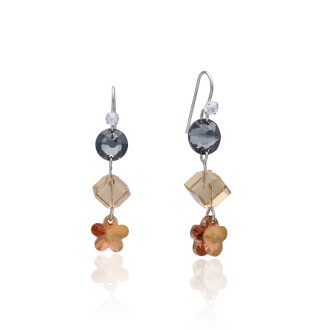 Pendientes Plata de Ley Black Flower Light Siam Cooper