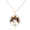 Collar de Acero Chapado Oro 18k Árbol de Vida Esencial con Ojo de Tigre