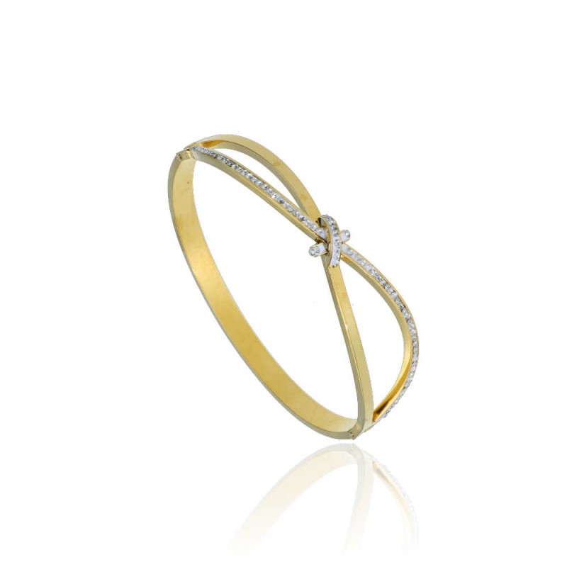 Pulsera de Acero Nudo de Brillo Chapado Oro 14k