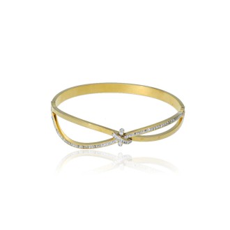 Pulsera de Acero Nudo de Brillo Chapado Oro 14k