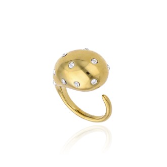 Anillo de Acero Destellos Infinity Chapado Oro 14k,
