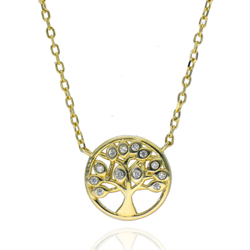 Gargantilla Plata de Ley Árbol de la Vida Chapado Oro 18k