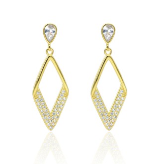 Pendientes Plata de Ley Rombo Pavé Deluxe