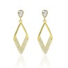 Pendientes Plata de Ley Rombo Pavé Deluxe Chapado Oro 18k