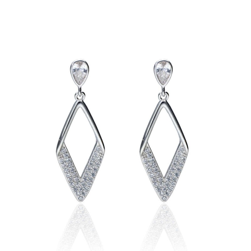 Pendientes Plata de Ley Rombo Pavé Deluxe