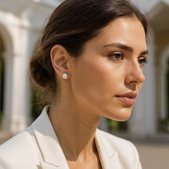 Pendientes Plata de Ley Perla Esencial 8mm