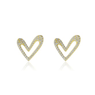 Pendientes Conjunto Plata de Ley Corazón Golden Dream