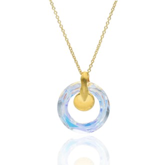 Gargantilla Plata de Ley Chapado Oro 18k Cosmic Ring Cristal AB