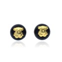 Pendientes Plata de Ley Chapado Oro 24kt Oso con Piedra de Onix