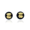 Pendientes Plata de Ley Chapado Oro 24kt Oso con Piedra de Onix