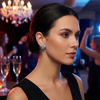 Pendientes Plata de Ley Circulo de Brillo Azul