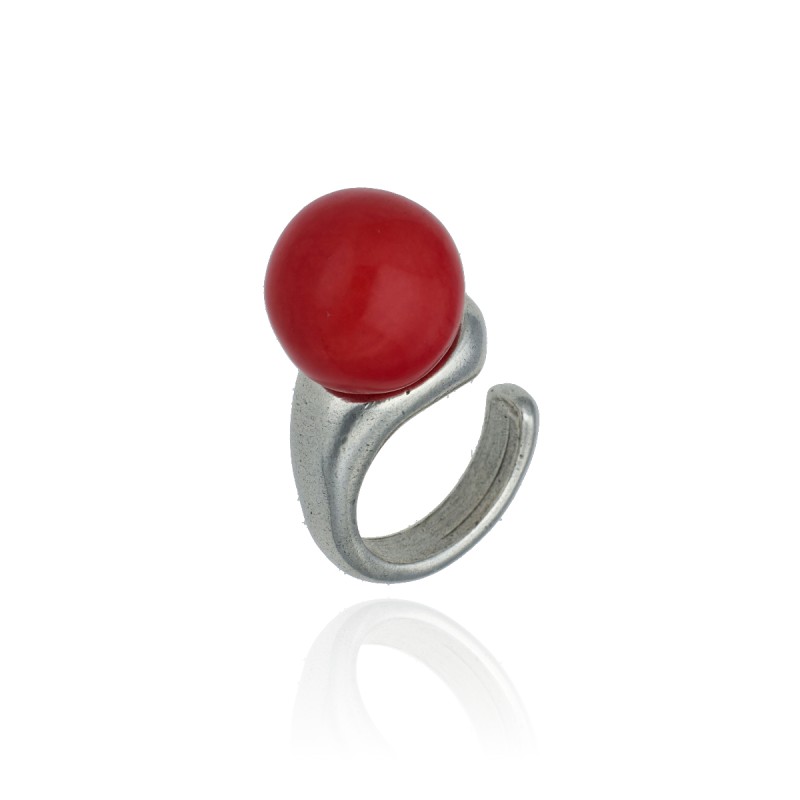 Anillo Esencia Órbita Baño Plata Cerámica Roja
