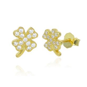 Pendientes Plata de Ley Chapado Oro Trébol de la Suerte