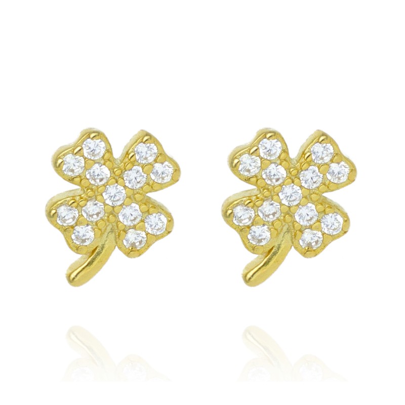 Pendientes Plata de Ley Chapado Oro Trébol de la Suerte