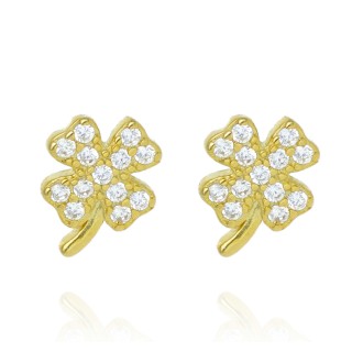 Pendientes Plata de Ley Chapado Oro Trébol de la Suerte