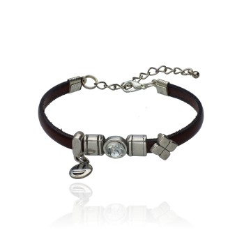 Pulsera Good Vibes Smiley Marrón