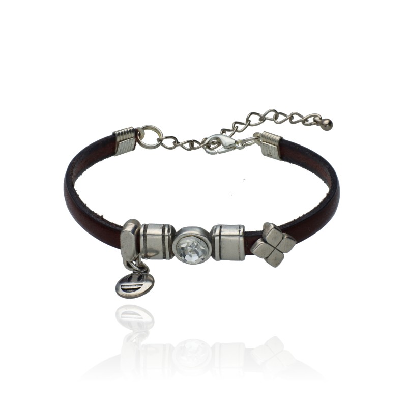 Pulsera Good Vibes Smiley Marrón