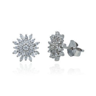 Pendientes Plata de Ley Rosetón Nieve