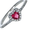 Anillo de Plata de Ley Corazón Rubí Iconic
