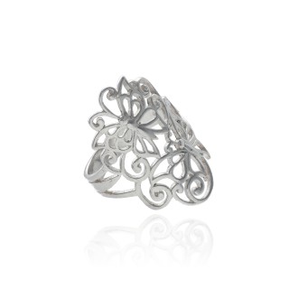 Anillo de Plata de Ley Mariposa Vintage