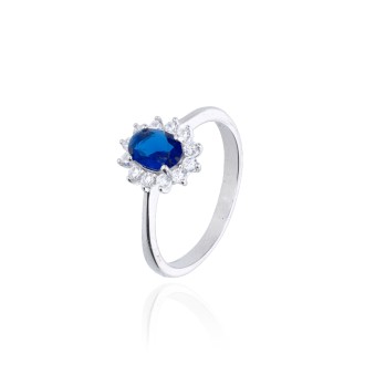 Anillo de Plata de Ley Óvalo Glam Azul